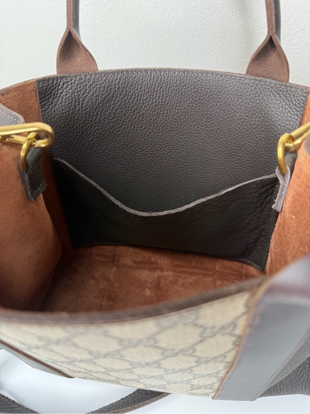 Vintage Boho Bag Gucci Brown Leather Tote - Picture 4 of 9